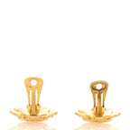 Metal Flower CC Clip On Earrings Gold