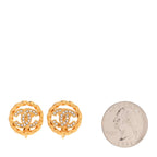 Crystal CC Round Clip On Earrings Gold