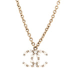 Crystal Pearl Nefertiti CC Pendant Necklace Gold