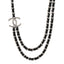 Metal Patent CC Double Chain Choker Black Silver