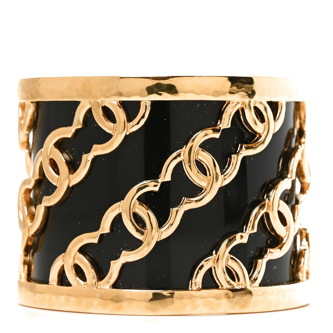 Resin Metal CC Cuff Bracelet Gold Black Hover Image