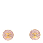 Metal Enamel CC Round Earrings Gold Pink