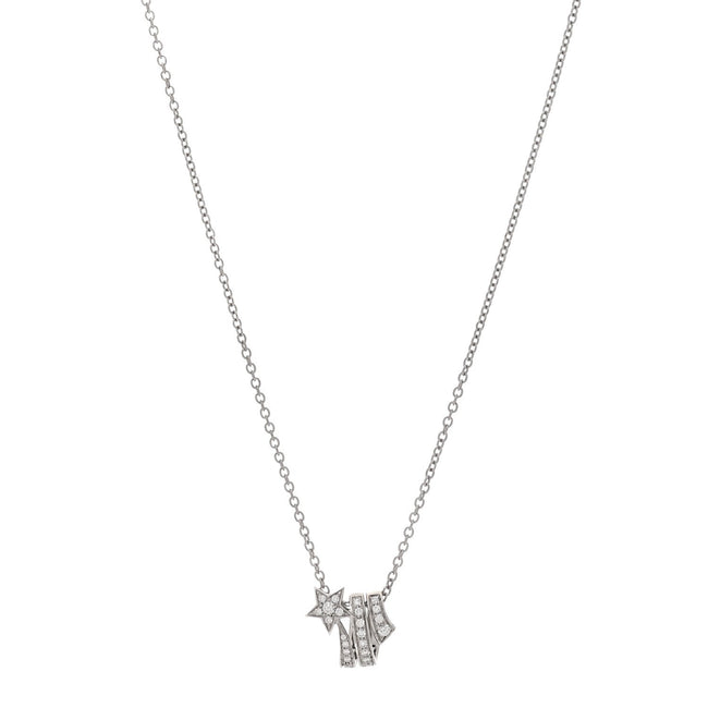 18K White Gold Diamond Comete Geode Pendant Necklace Hover Image