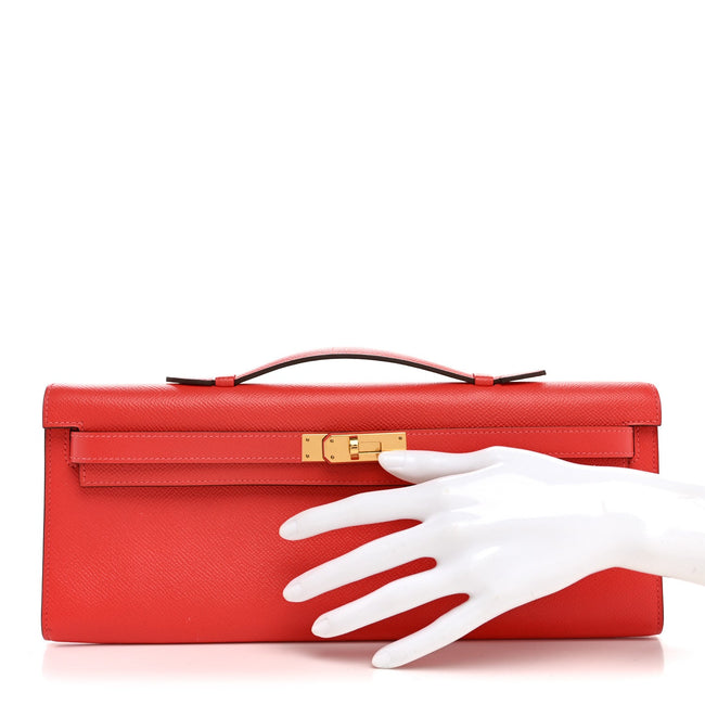 Epsom Kelly Cut Clutch Pochette Rose Jaipur Main Image