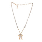 Crystal CC Bow Pendant Necklace Gold Silver