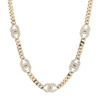 Crystal Chain CC Link Choker Gold Silver