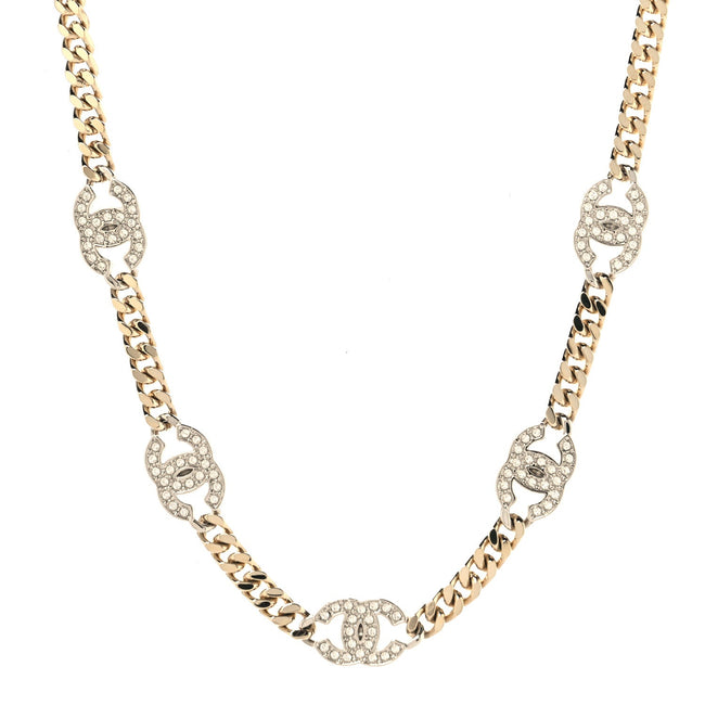 Crystal Chain CC Link Choker Gold Silver Hover Image