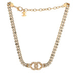 Crystal Pearl CC Choker Necklace Gold