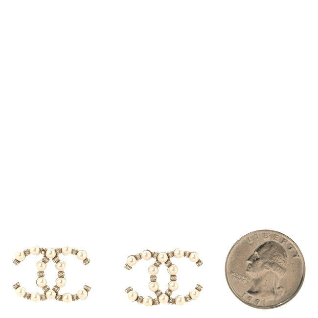 Pearl Crystal Nefertiti CC Earrings Gold Main Image