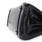 Shiny Porosus Crocodile Birkin 30 Bleu Marine
