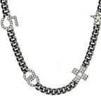 Crystal CC Lucky Symbols Choker Necklace Silver