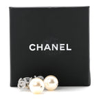 Crystal Pearl CC Drop Earrings Silver Pearly White