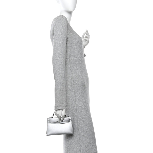Metallic Chevre Chamkilight Mini Kelly Sellier 20 Argent Main Image