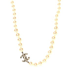 Pearl Crystal CC Short Necklace Gold Black