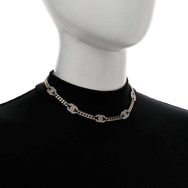 Crystal Chain CC Necklace Gold Silver Main Image