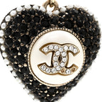 Pearl Crystal CC Heart Necklace Gold Pearly White Black