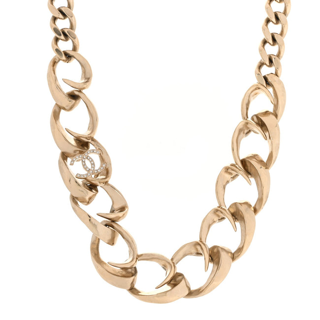 Crystal CC Chain Choker Necklace Gold Hover Image