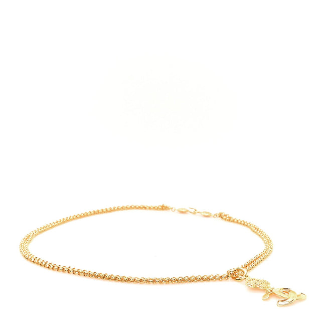Metal CC Clover Pendant Necklace Gold Hover Image