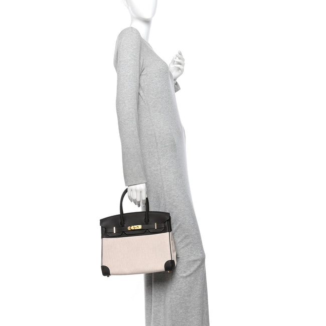 Toile H Swift Birkin 30  Ecru Bai Brun Main Image
