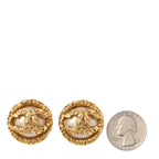Textured CC Clip On Earrings Gold