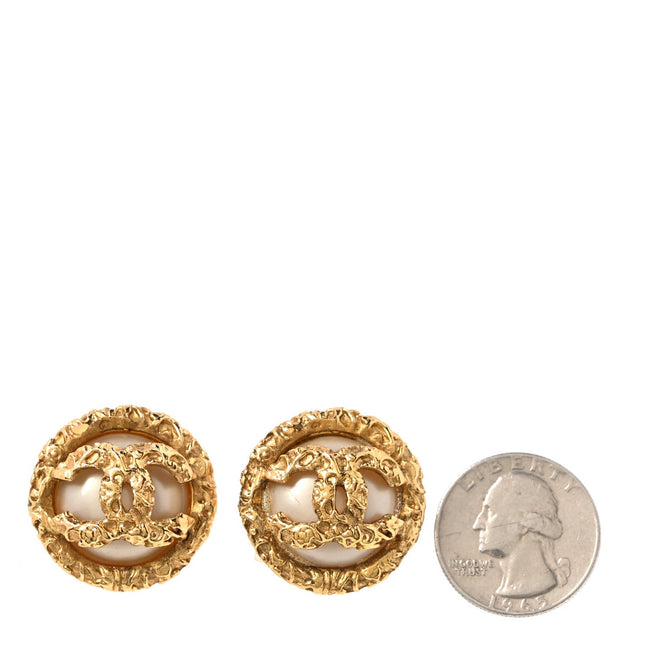 Textured CC Clip On Earrings Gold Main Image