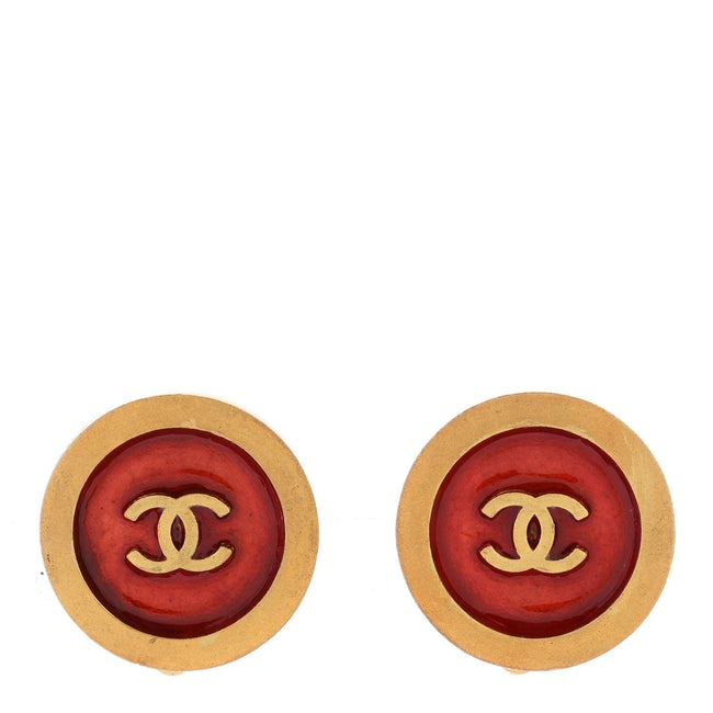 CC Clip On Earrings Red Gold Hover Image