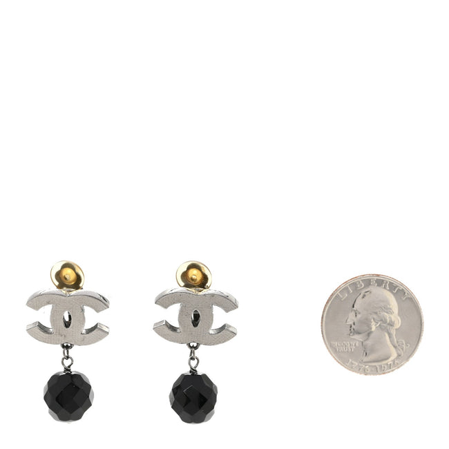Ruthenium CC Bead Drop Clip On Earrings Black Main Image
