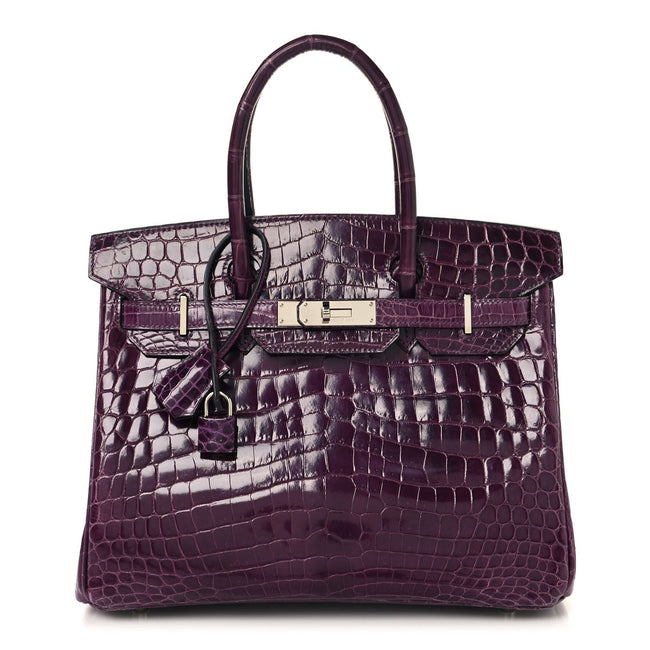 Shiny Niloticus Crocodile Birkin 30 Cassis Hover Image