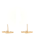 Crystal Metal CC Paris Button Stud Earrings Gold