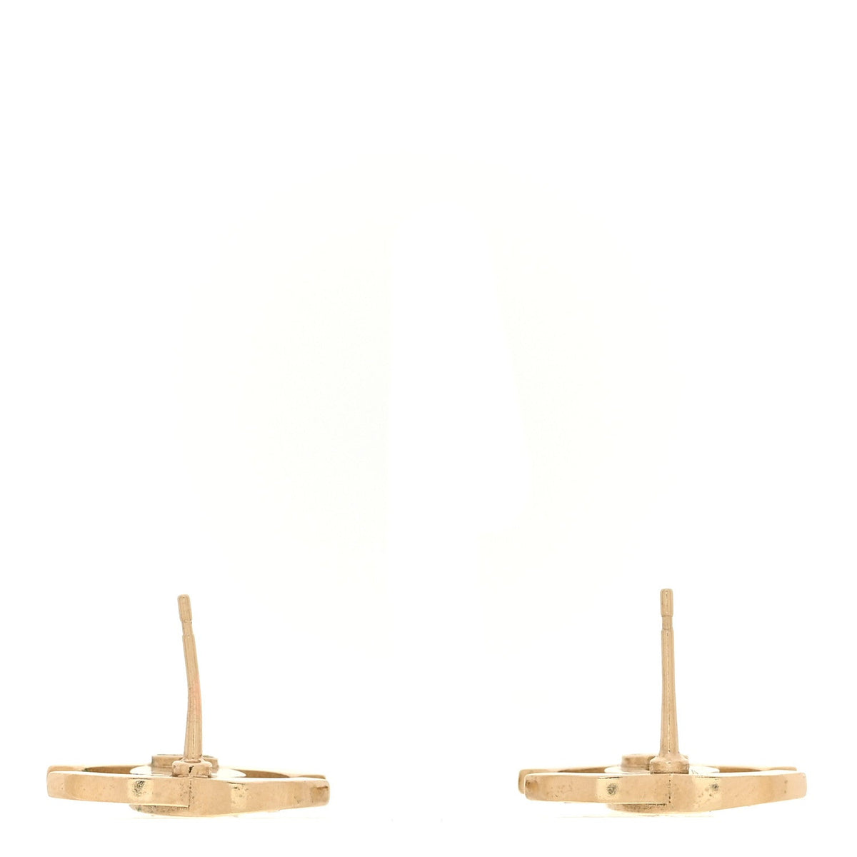 Crystal Metal CC Paris Button Stud Earrings Gold