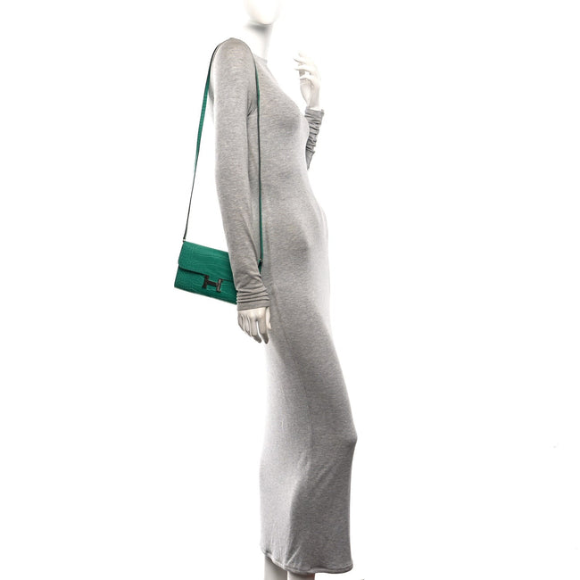 Matte Alligator Constance Long Wallet To Go Vert Jade Main Image