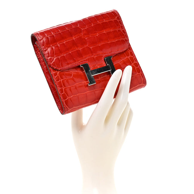 Shiny Alligator Constance Short Wallet Geranium Main Image