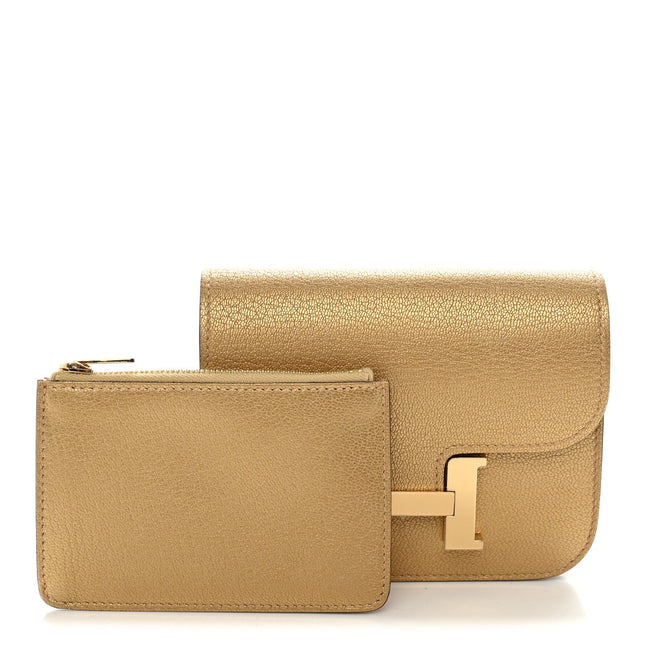 Metallic Chevre Chamkilight Constance Slim Wallet Dore Main Image