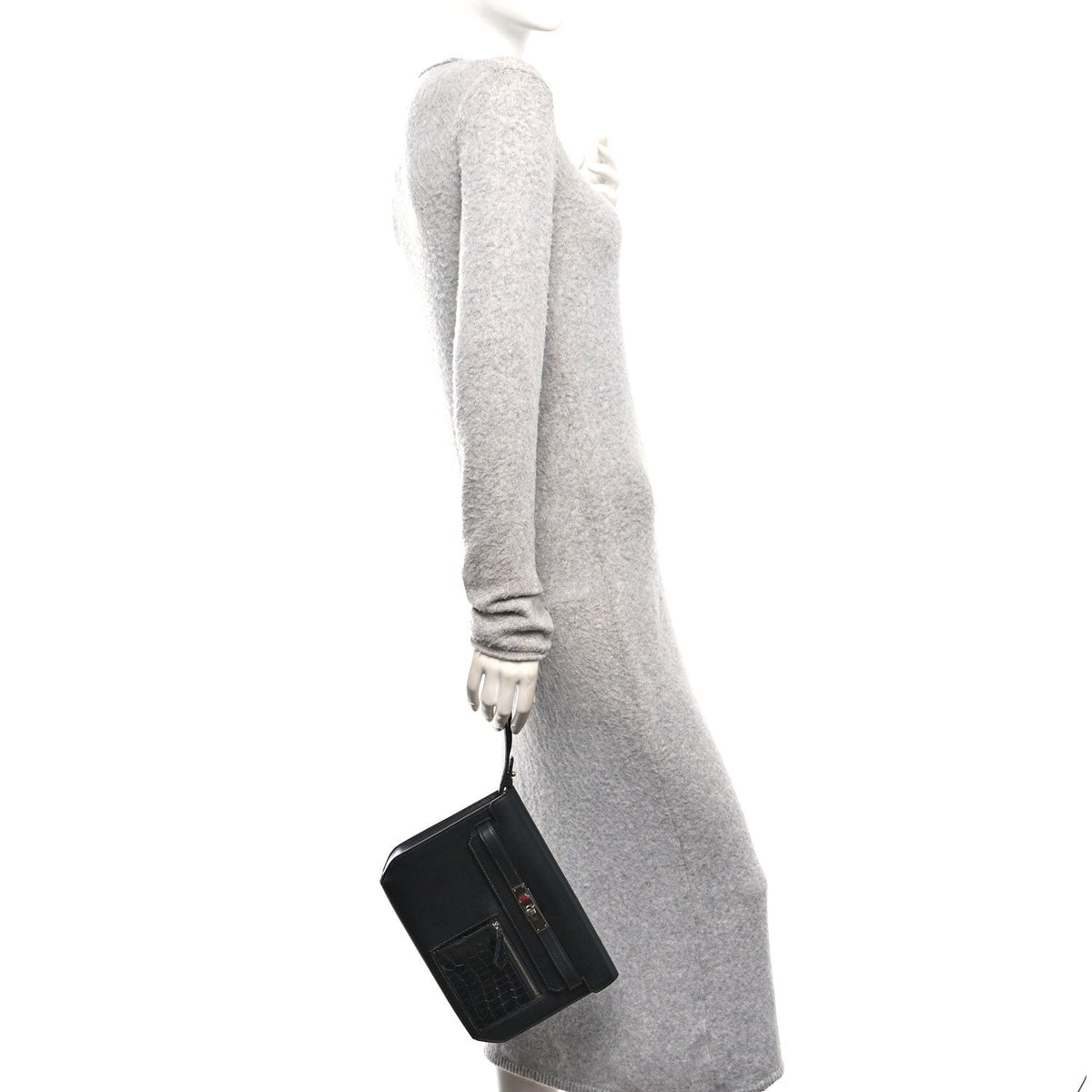 Swift Shiny Niloticus Crocodile Kelly Depeches 25 Pouch Black