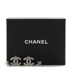 Baguette Crystal CC Drop Earrings Silver