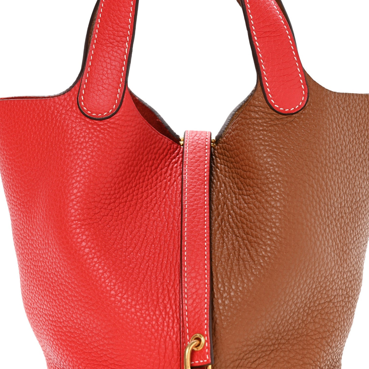 Taurillon Clemence Picotin Lock Picotin 18 PM Rouge De Coeur Gold