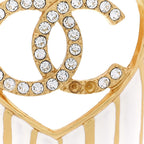 Crystal Heart CC Cuff Bracelet M Gold White