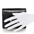 Shiny Alligator Constance Short Wallet Black