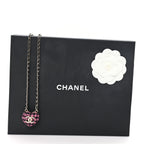 Tweed Lambskin CC Heart Locket Necklace  Gold Black Pink