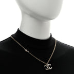 Crystal Pearl Nefertiti CC Pendant Necklace Gold