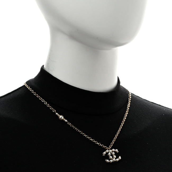 Crystal Pearl Nefertiti CC Pendant Necklace Gold Main Image