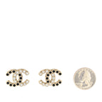 Crystal CC Earrings Black Gold