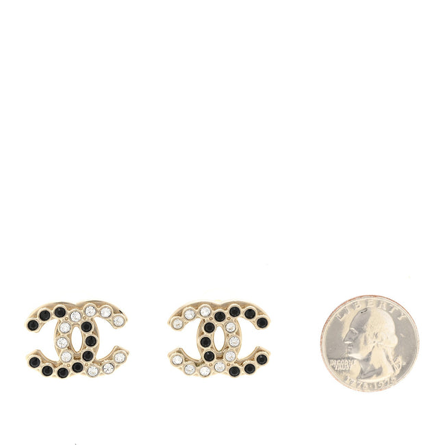 Crystal CC Earrings Black Gold Main Image