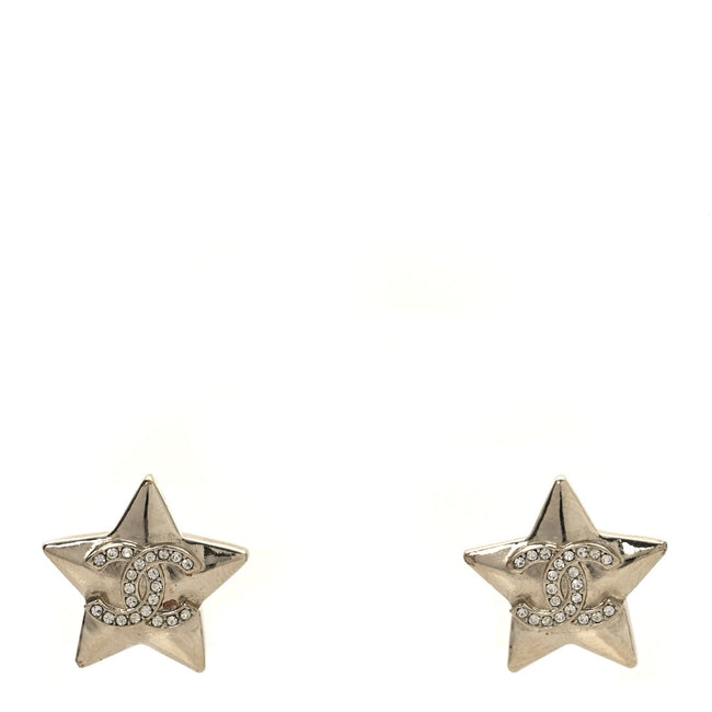 Crystal Star CC Stud Earrings Silver Hover Image