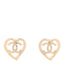 Metal CC Heart Coco In Love Earrings Gold