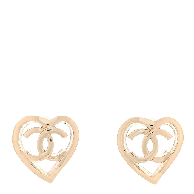 Metal CC Heart Coco In Love Earrings Gold Hover Image