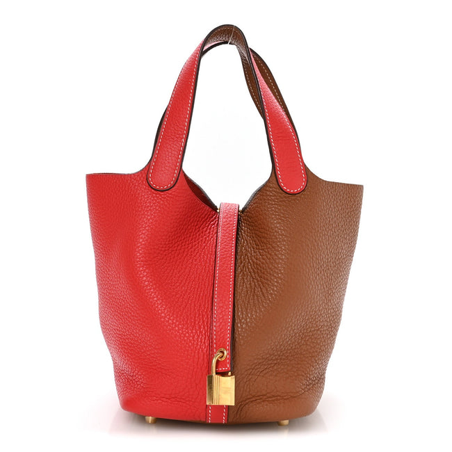 Taurillon Clemence Picotin Lock Picotin 18 PM Rouge De Coeur Gold Hover Image