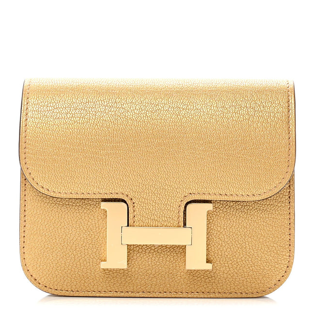 Metallic Chevre Chamkilight Constance Slim Wallet Dore Hover Image