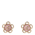 Resin CC Flower Earrings Gold Pink