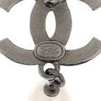 Ruthenium Crystal Pearl CC Drop Earrings